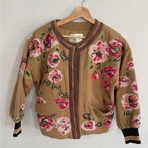 Anthropologie needlepoint bomber jacket - never worn size Medium